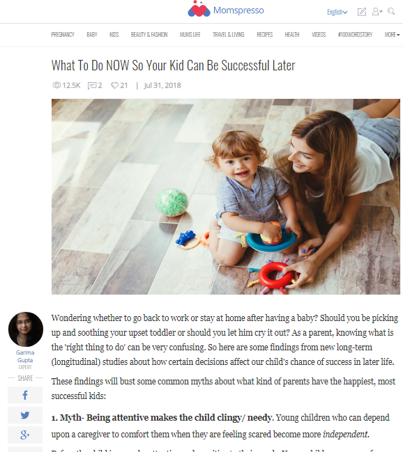 What T Do Now So Your Kid Can Be Successful Later -Expert Article in Momspresso