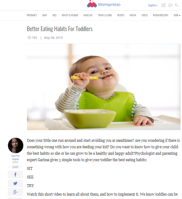 Better Eating Habits For Toddlers -Expert Article 